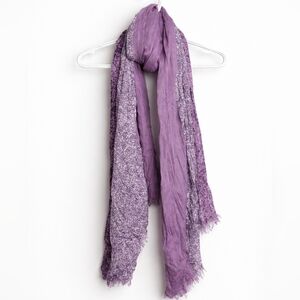 Cream Soda Purple Lightweight Floral Scarf Frayed Trim Boho Layered Wrap